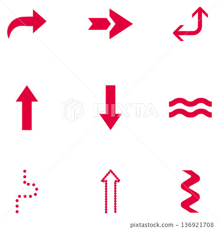 Red Arrows Collection: Diverse Shapes for Movement, Progress, and Communication 136921708