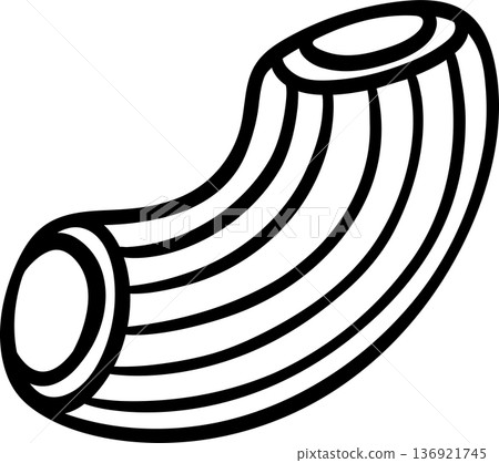 Simple sketch icon featuring Tortiglioni pasta tubes. Hand-drawn monochrome vector of classic Italian ridged pasta for recipe cards or food branding Simple sketch icon featuring Tortiglioni pasta tubes. Hand-drawn monochrome vector of classic Italian ridged pasta for recipe cards or food branding 136921745