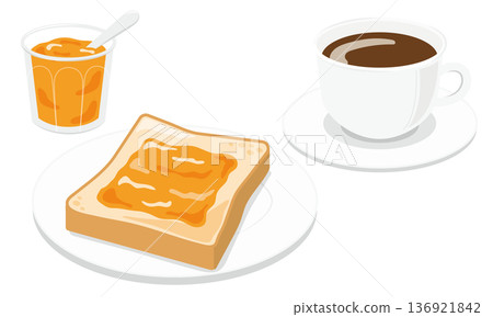 橘子醬吐司和咖啡早餐套餐 136921842