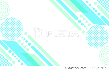 Refreshing geometric pattern frame in sky blue and mint green. Abstract vector background with copy space. Refreshing geometric pattern frame in sky blue and mint green. Abstract vector background with copy space. 136921914