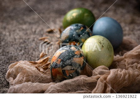 Easter eggs painted with natural dye 136921922