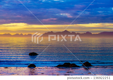 Seascape at midnight sun on Andoya, Norway Seascape at midnight sun on Andoya, Norway 136922251