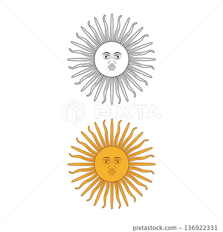 Sun of May. Flag of Argentina. Argentina National Flag. Vector Illustration Sun of May. Flag of Argentina. Argentina National Flag. Vector Illustration 136922331