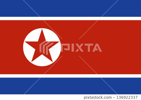 North Korea flag vector graphic. Rectangle North Korean flag illustration. North Korea country flag is a symbol of freedom, patriotism and independence. North Korea flag vector graphic. Rectangle North Korean flag illustration. North Korea country flag is a symbol of freedom, patriotism and independence. 136922337