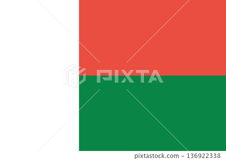 National flag of the Republic of Madagascar. Madagascar flag. Vector illustration. 136922338