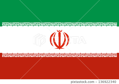 The flag of Iran with Standard color, standard size and rectangular flag. Vector illustration 136922340