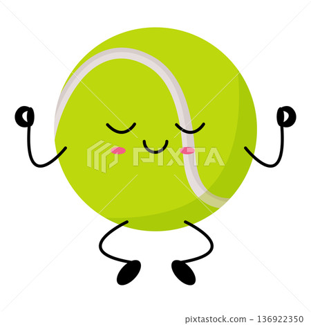 Tennis Ball character in a meditation pose. 136922350
