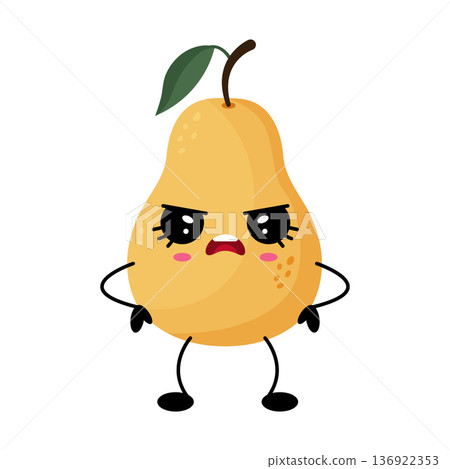 Angry pear character, expressing disappointment. Angry pear character, expressing disappointment. 136922353