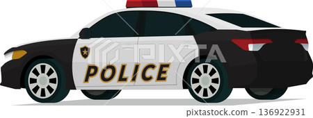 Law enforcement vehicle angled rear side view illustration Law enforcement vehicle angled rear side view illustration 136922931