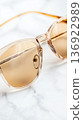 Fashionable glasses with transparent frames on marble background, style concept 136922989