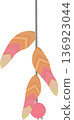 Flat style illustration of a colorful feather toy for cats to play . PNG 136923044