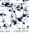 Abstract navy blue ink splatter and drip texture on white background, chaotic graffiti style, modern urban art, grunge street pattern 136923070
