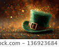 Patricks day background with Hat and golden coins 136923684
