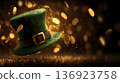 Patricks day background with Hat and golden coins 136923758