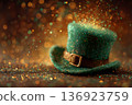 Patricks day background with Hat and golden coins 136923759