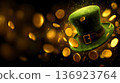 Patricks day background with Hat and golden coins 136923764