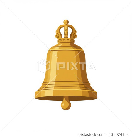 Golden Bell Illustration on White Background 136924134