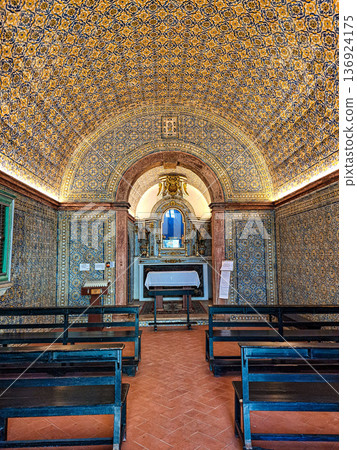 Interior of the small Chapel of Nossa Senhora da Boa Viagem in Ericeira ,Portugal Interior of the small Chapel of Nossa Senhora da Boa Viagem in Ericeira ,Portugal 136924175