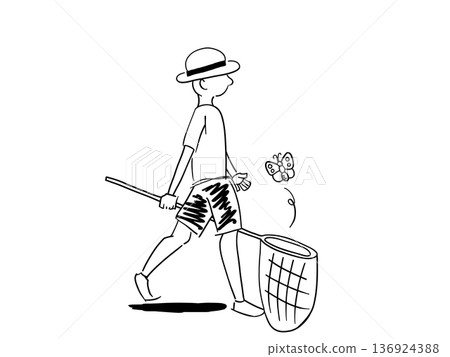Insect Catching Boy Illustration 1 Insect Catching Boy Illustration 1 136924388