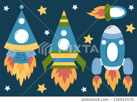 Set of cute illustration. Perfect for kids designs, posters, stickers 136924576