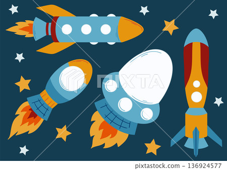 Set of cute illustration. Perfect for kids designs, posters, stickers Set of cute illustration. Perfect for kids designs, posters, stickers 136924577