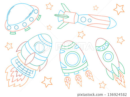 Set of cute illustration. Perfect for kids designs, posters, stickers Set of cute illustration. Perfect for kids designs, posters, stickers 136924582