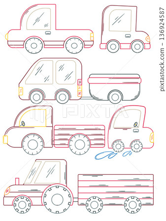 Set of cute illustration. Perfect for kids designs, posters, stickers Set of cute illustration. Perfect for kids designs, posters, stickers 136924587