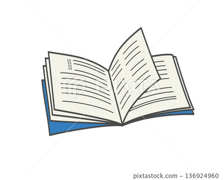 Open notebook with written notes on pages. Open notebook with written notes on pages. 136924960