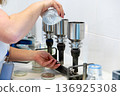 sample filtration sterilization of stainless steel funnels for microbiological testing in laboratory 136925308
