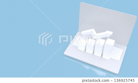 Online Business Growth Analytics on Laptop Screen 3d render. Online Business Growth Analytics on Laptop Screen 3d render. 136925745