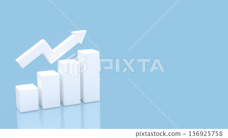 Rising Bar Chart with Upward Arrow Growth Concept 3d render. 136925758