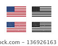 USA, American national flag flat vector illustration design template, colorful, black and white, isolated on a white background. 136926163