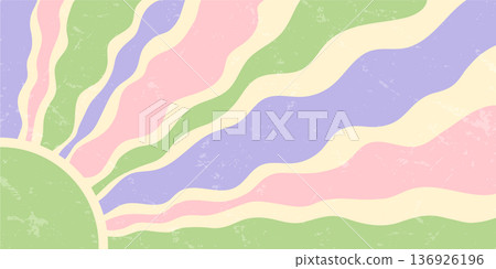 Groovy retro sun burst and pastel ray swirl with bold yellow sunshine, sun and wave style. Grungy background evokes y2k energy, artistic grunge burst for contemporary creative use, horizontal Groovy retro sun burst and pastel ray swirl with bold yellow sunshine, sun and wave style. Grungy background evokes y2k energy, artistic grunge burst for contemporary creative use, horizontal 136926196