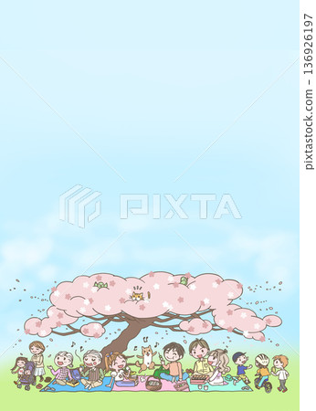 生氣勃勃的賞櫻場景 136926197