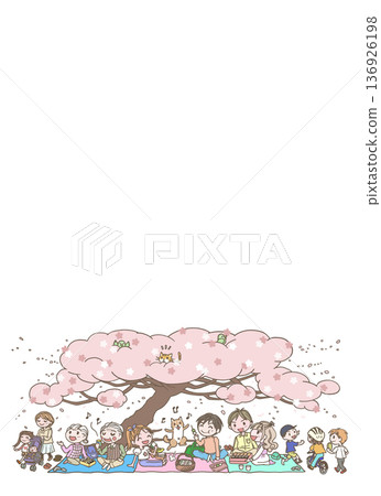 生動的賞櫻場景——背景白色(透明)—— 生動的賞櫻場景——背景白色(透明)—— 136926198