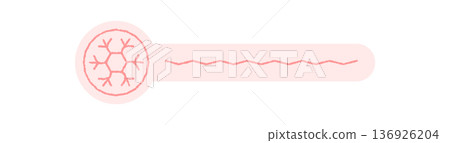 Flat pink seal sticker with snow flake element brings a winter label for package use. Cold snowflake and crayon decoration reflect freeze spirit in christmas or festive design. Flat pink seal sticker with snow flake element brings a winter label for package use. Cold snowflake and crayon decoration reflect freeze spirit in christmas or festive design. 136926204