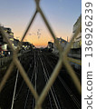 Gradient train tracks at dusk taken from the elevated tracks at Shin-Daita Station② 136926239