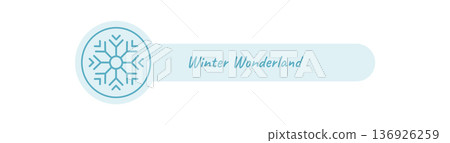 Blue outline sticker with snow flake element and seal for package lid. Snowflake winter decoration and icy accent for cold christmas packaging. White blue frost design seasonal delivery. Blue outline sticker with snow flake element and seal for package lid. Snowflake winter decoration and icy accent for cold christmas packaging. White blue frost design seasonal delivery. 136926259