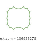 Groovy retro scallop rectangle border frame with light green outline and smooth line. Modern element as a y2k label and graphic shape for vintage background or creative design accent. 136926278