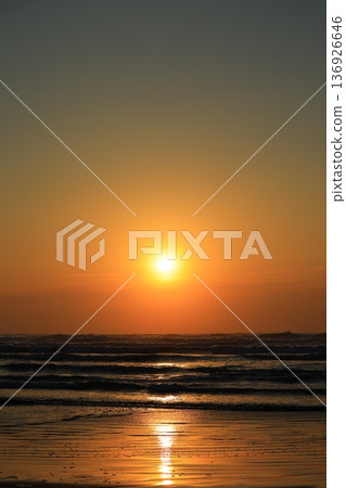 A sea stained in a morning glow A sea stained in a morning glow 136926646