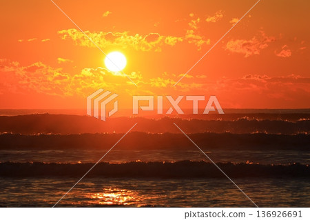A sea stained in a morning glow A sea stained in a morning glow 136926691