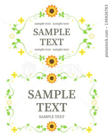 Yellow flower and plant decorative frame material Yellow flower and plant decorative frame material 136926763