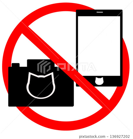 No photography sign (camera + smartphone)_casually simple cat face 136927202
