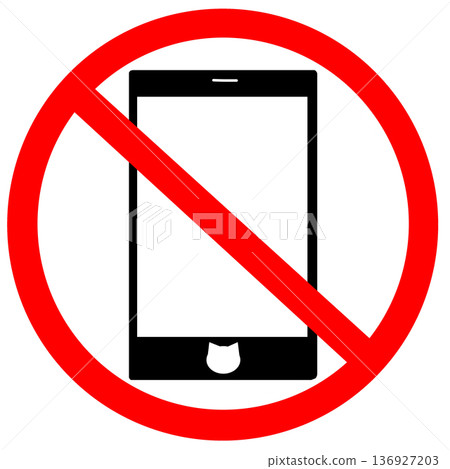 No photography sign (smartphone)_casually simple cat face 136927203