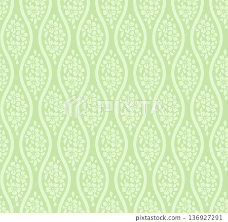 Cherry blossom pattern on a tatewaku pattern [Background material] Green 136927291