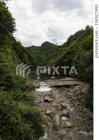 Sabo dam upstream of the Arakawa River in Kofu City, Yamanashi Prefecture Sabo dam upstream of the Arakawa River in Kofu City, Yamanashi Prefecture 136927488