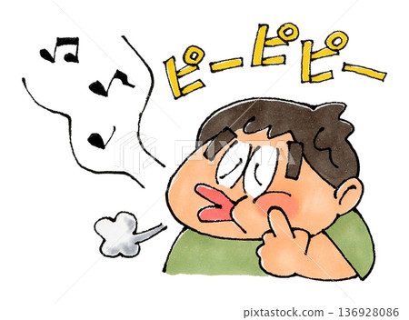 Boy whistling 136928086