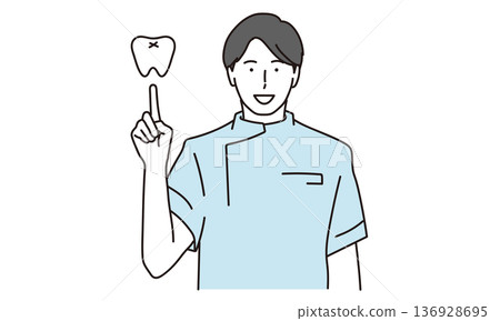 健康牙齒與男牙醫形象設計插畫素材 136928695