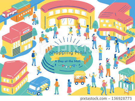 People having fun at the shopping mall 136928773