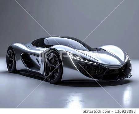工作室風格未來主義銀色超級跑車 | 豪華概念車 136928883